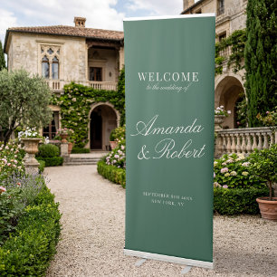 Elegant Green Old Money Wedding Welcome Retractable Banner