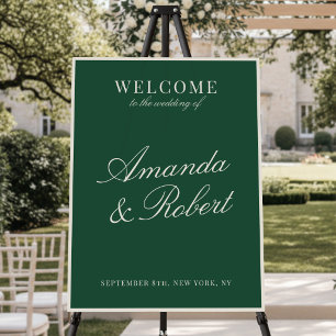 Elegant Green Old Money Wedding Welcome Sign