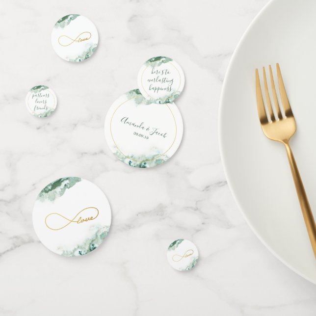 Elegant Green Ombre Marble Gold Love Infinity Confetti (Group)