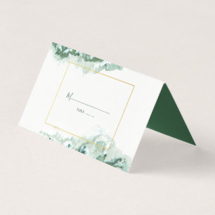 Elegant Green Ombre Marble Wedding Table Cards