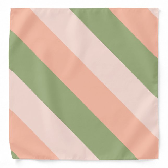 Elegant Green Orange Pink Striped Trendy Template Bandana (Front)