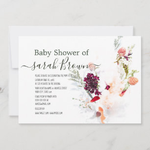 ELEGANT GREEN, ORANGE, RED & WINE BABY SHOWER INVITATION