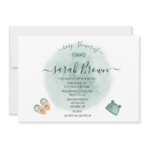 ELEGANT GREEN & ORANGE WATERCOLOR BABY SHOWER