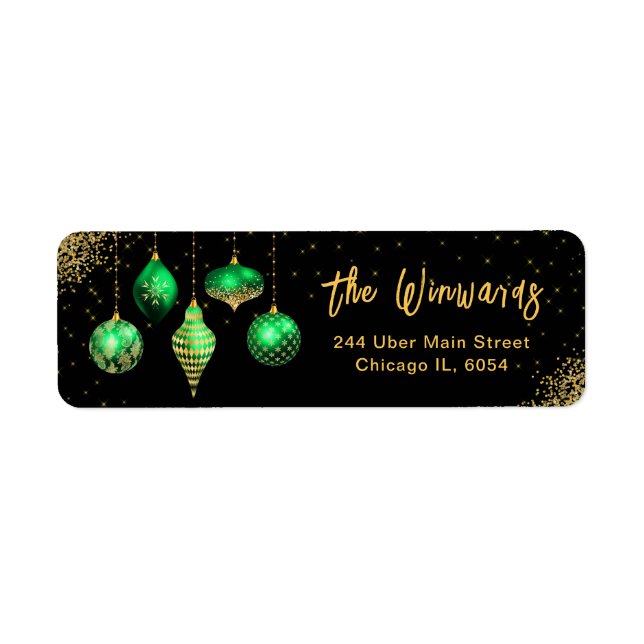 Elegant Green Ornament Christmas Label (Front)