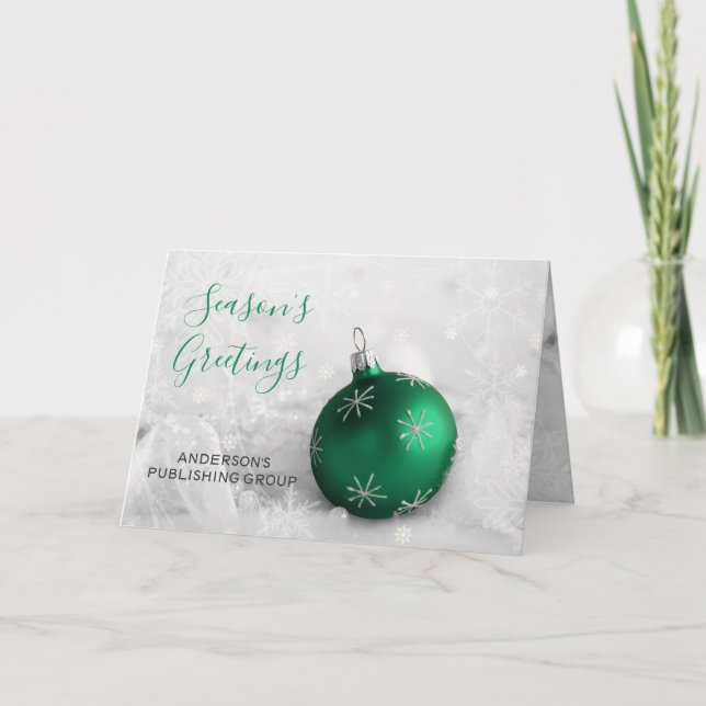 Elegant Green Ornament Festive Company Holiday (Front)