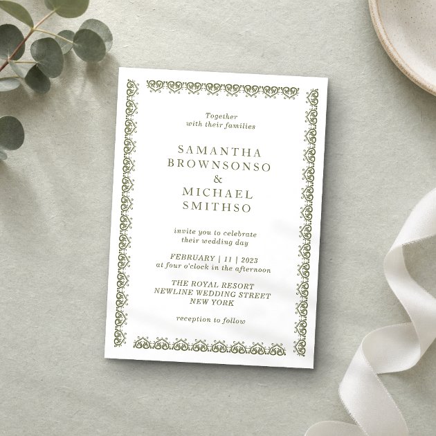 Elegant Green Ornamental Frame Invitation