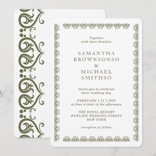 Elegant Green Ornamental Frame Invitation