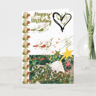Elegant green paint splash birthday letterpress thank you card