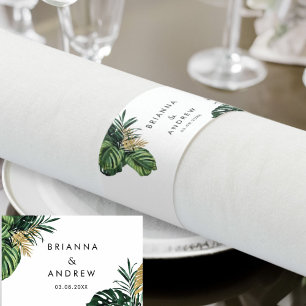Elegant, Green Palm, Gold (Imitation)  Napkin Bands