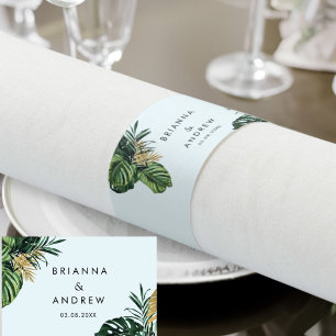 Elegant, Green Palm, Gold (Imitation)  Napkin Bands
