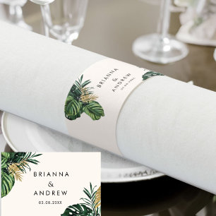 Elegant, Green Palm, Gold (Imitation)  Napkin Bands