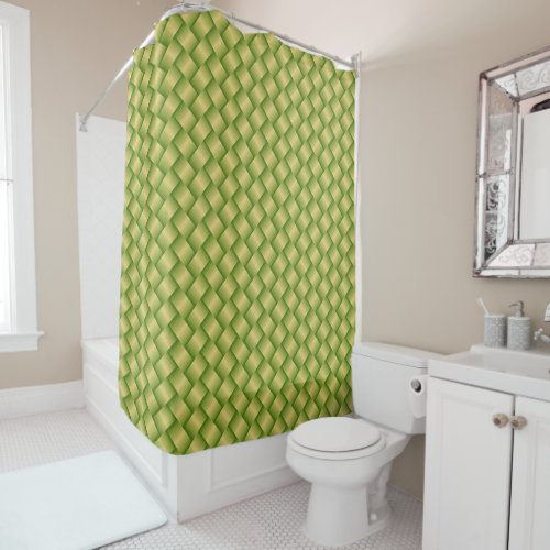 Elegant Green Palm Leaves Weave Basket Pattern  Shower Curtain
