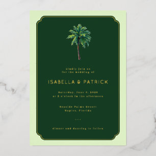 Elegant Green Palm Tree Foil Invitation