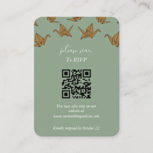 Elegant Green Paper Crane Wedding Enclosure Card