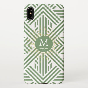 Elegant Green Pattern Monogram  iPhone XS Max Case