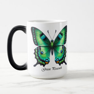 Elegant Green Peacock Butterfly Wrap Color Morph Mug