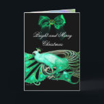 ELEGANT GREEN PEACOCK,GEM STONES AND CHRISTMAS BOW HOLIDAY CARD<br><div class="desc">Elegant , classy emerald green peacock jewel with gold silver pink purple yellow floral sparkles inside.Painting and Digital graphics by Bulgan Lumini (c) watercolor acrylic golden foil and iridescent colors... Easy to customize with your own text as an announcement card, place cards, save-the-date , thank you cards for birthday parties,...</div>