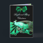 ELEGANT GREEN PEACOCK,GEM STONES AND CHRISTMAS BOW HOLIDAY CARD<br><div class="desc">Elegant , classy emerald green peacock jewel with gold silver pink purple yellow floral sparkles inside.Painting and Digital graphics by Bulgan Lumini (c) watercolor acrylic golden foil and iridescent colors... Easy to customize with your own text as an announcement card, place cards, save-the-date , thank you cards for birthday parties,...</div>