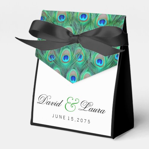 Elegant Green Peacock Wedding Favor Boxes