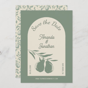 Elegant Green Pear Wedding Save the Date Invitation