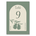 Elegant Green Pear Wedding Table Number