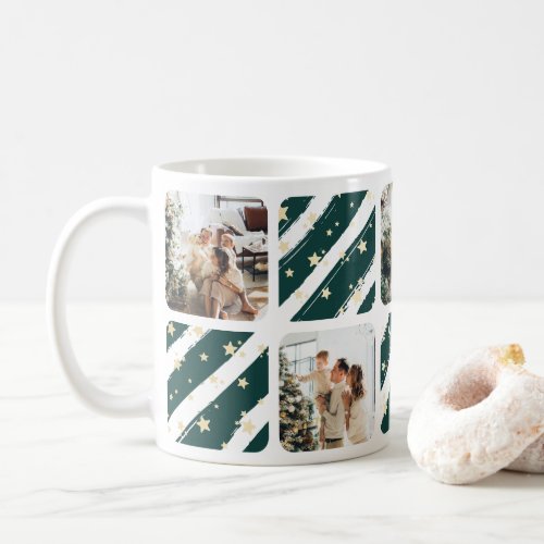 Elegant Green Photo Collage Christmas Holiday Coffee Mug