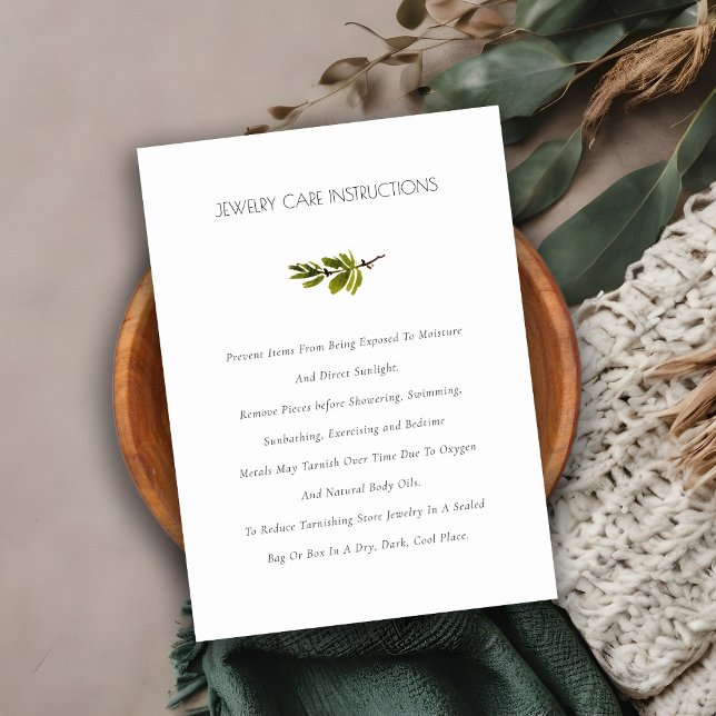 Elegant Green Pine Branch Foliage Jewelry Care Business Card (Creator Uploaded)