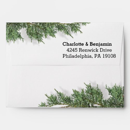 Elegant Green Pine Tree Winter Wedding Invitation  Envelope