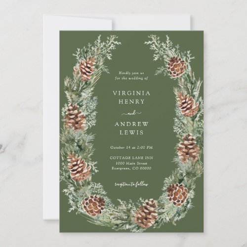 Elegant Green Pine Wedding Invitation