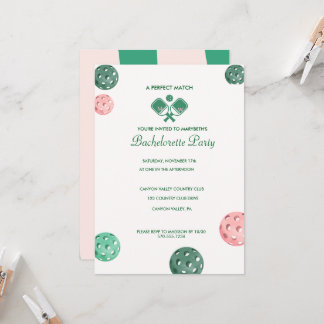 Elegant Green & Pink Bachelorette Party Invitation