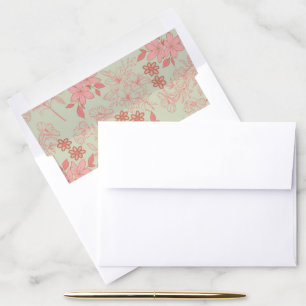 Elegant Green Pink Floral Boho Rustic Envelope Liner