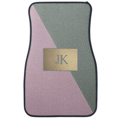 Elegant Green Pink Leather Monogram   Car Floor Mat