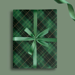 Elegant Green Plaid Christmas Holiday Wrapping Paper Sheets