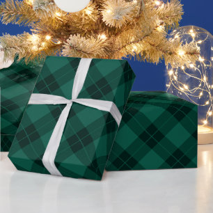 Elegant Green Plaid Holiday Wrapping Paper