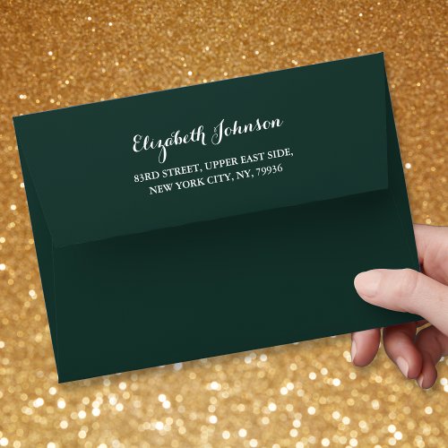 Elegant Green Pre Addressed 5x7 Wedding Invitation Envelope