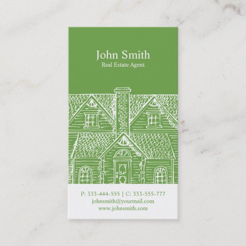 Elegant green professional real estate agent business card