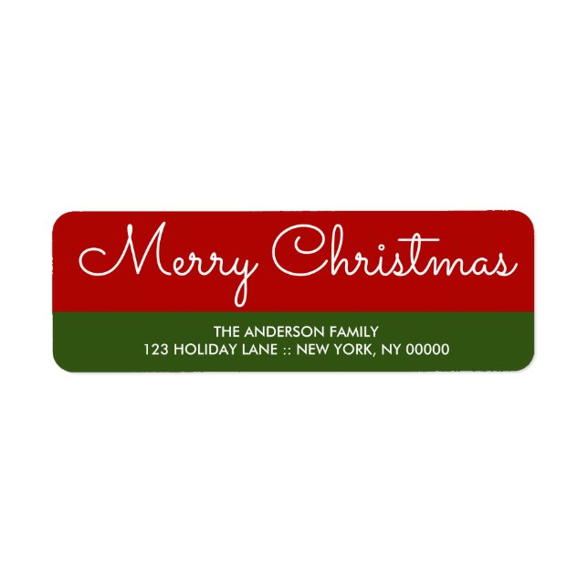 Elegant Green red Christmas Return Address Label (Front)