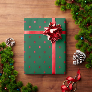 Elegant Green Red Polkadots Christmas Xmas Wrapping Paper