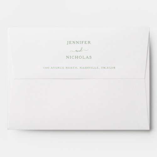 Elegant Green Return Address Wedding Envelope
