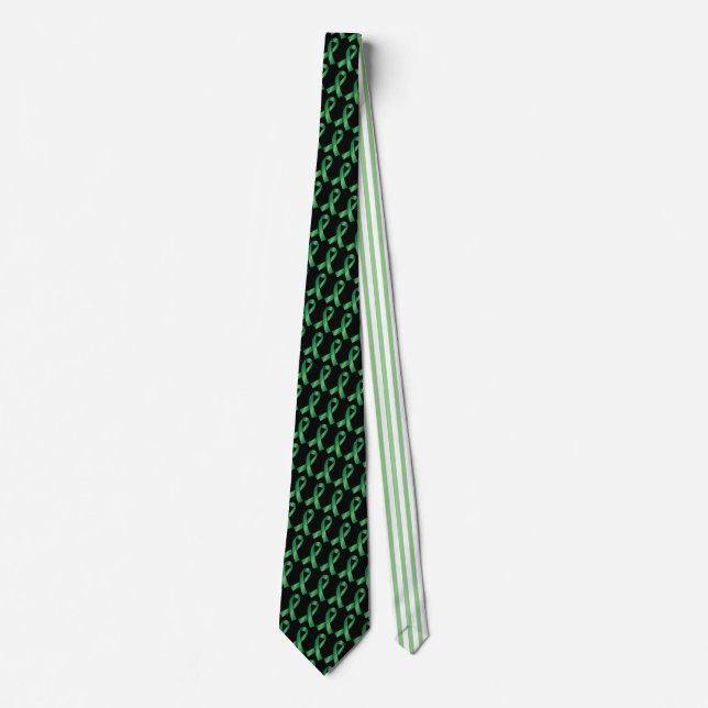 Elegant Green Ribbon Transplant Organ Donation Neck Tie (Front)