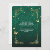 Elegant Green Rose Gold Black Quinceanera Invitation (Back)