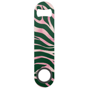 Elegant Green Rose Gold Glitter Zebra Bar Key
