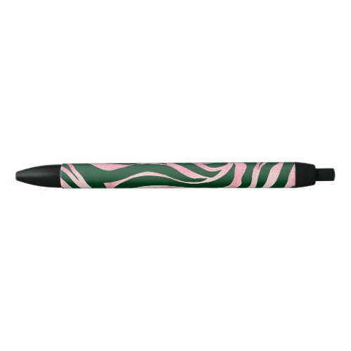 Elegant Green Rose Gold Glitter Zebra Black Ink Pen