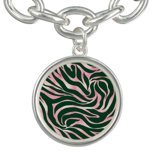 Elegant Green Rose Gold Glitter Zebra Bracelet