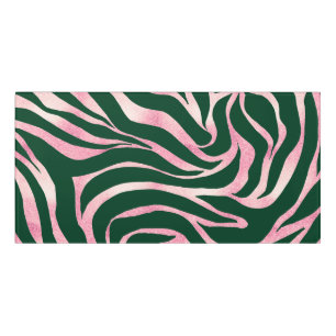 Elegant Green Rose Gold Glitter Zebra Door Sign