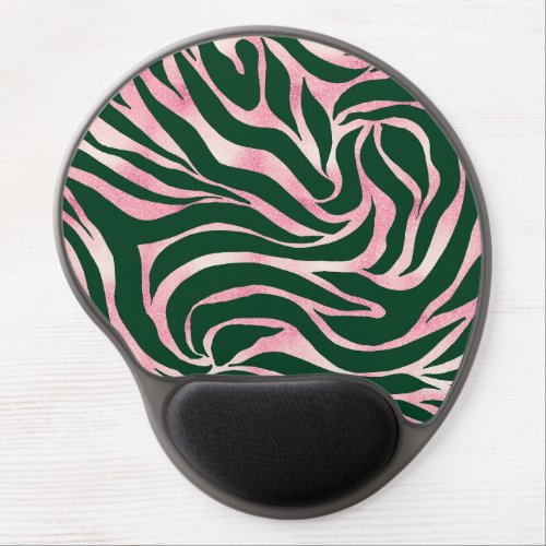 Elegant Green Rose Gold Glitter Zebra Gel Mouse Pad