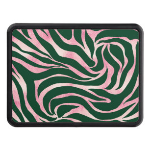 Elegant Green Rose Gold Glitter Zebra Hitch Cover