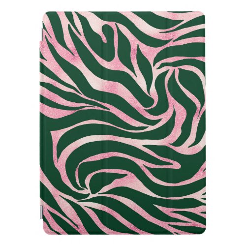 Elegant Green Rose Gold Glitter Zebra iPad Pro Cover