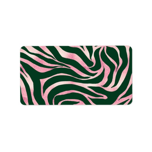 Elegant Green Rose Gold Glitter Zebra Label