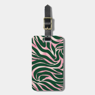 Elegant Green Rose Gold Glitter Zebra Luggage Tag